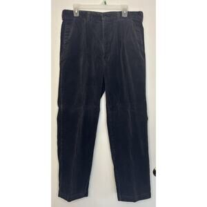 POLO RALPH LAUREN Black Corduroy Pants Pleated Casual Straight Leg Mens 34/30
